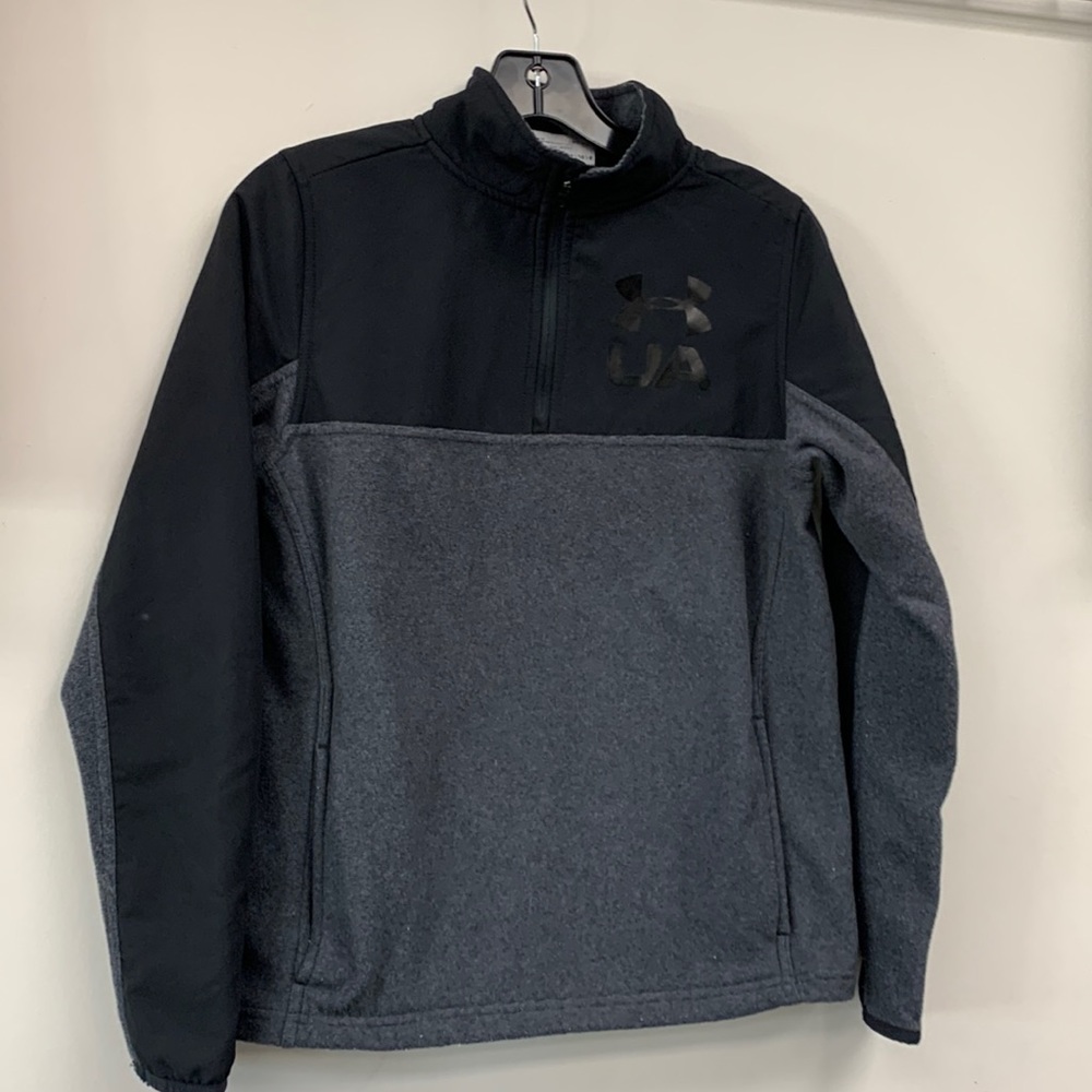 Youth boys girls large YLG black and gray Under Armour pullover jacket coldgear